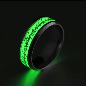Glow in the Dark Wedding Band Stainless Steel 8mm One Ring From The Ginger Lyne